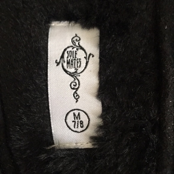 SoleMates Black Furry Slip-on Slippers - Picture 2 of 4